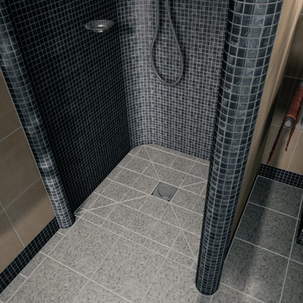 TUB MQ revestido mosaico cinza